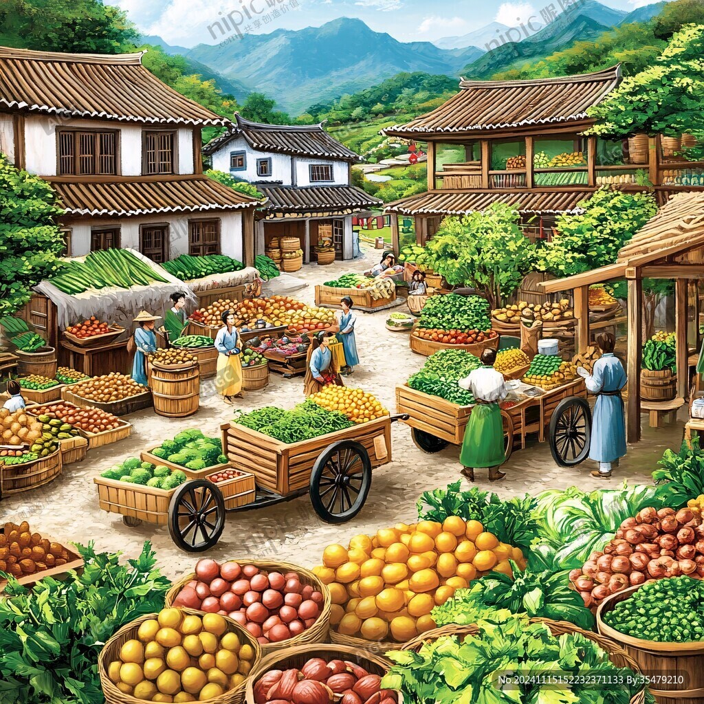 农家特产插画