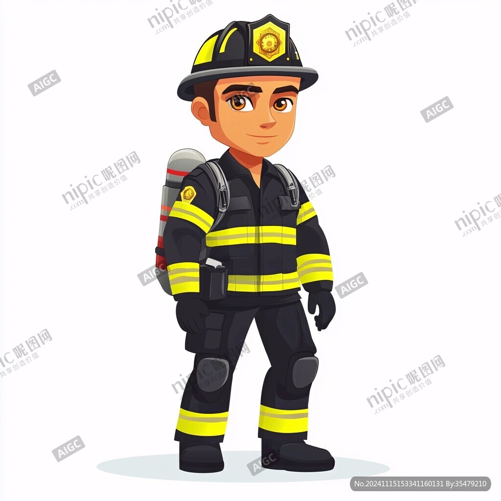 卡通动漫消防人员