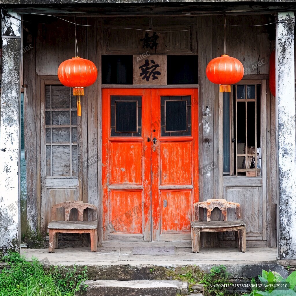 江南农村木门贴对联