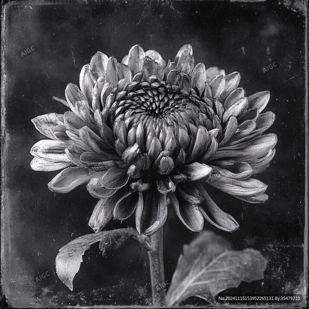 菊花铜版画