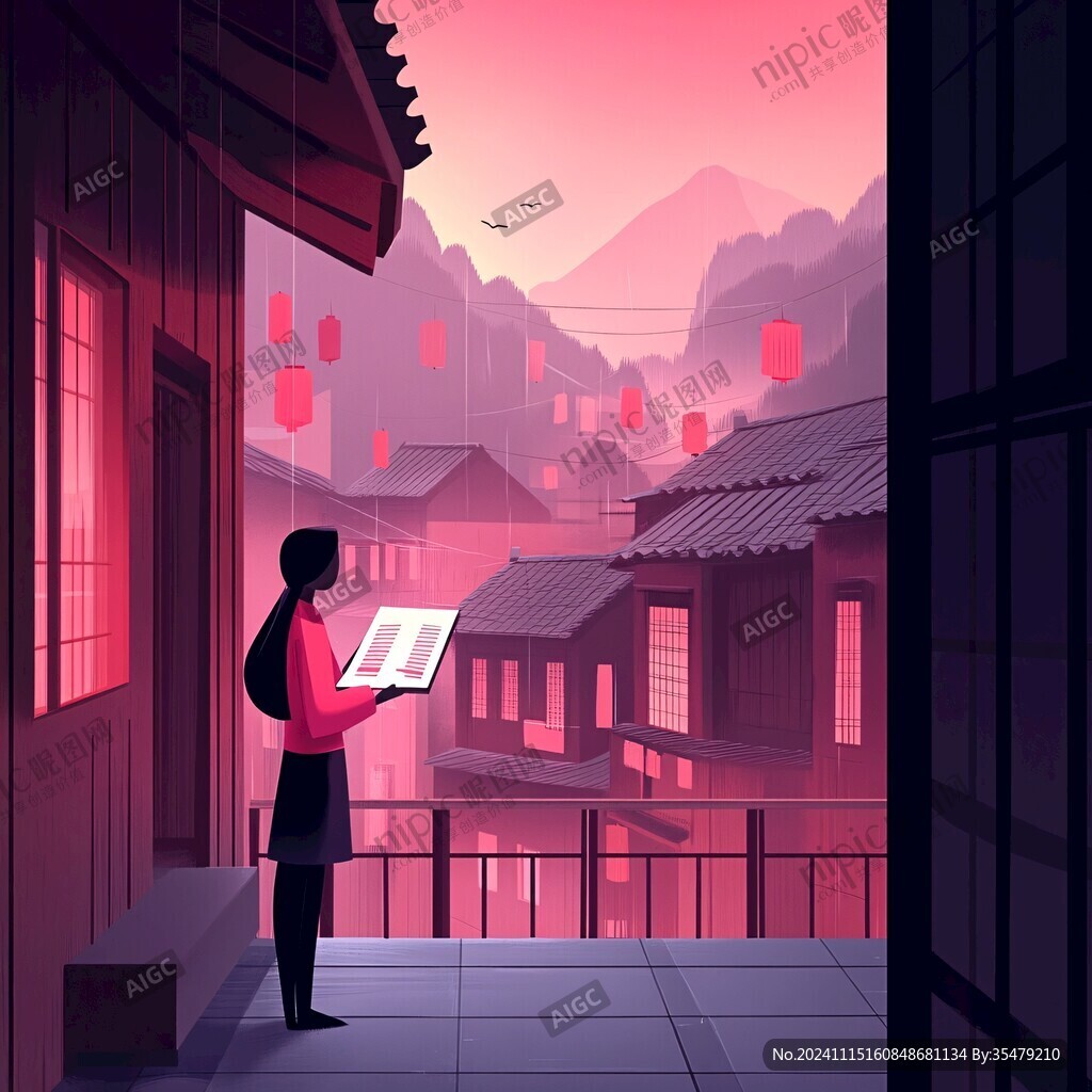 黄昏场景插画