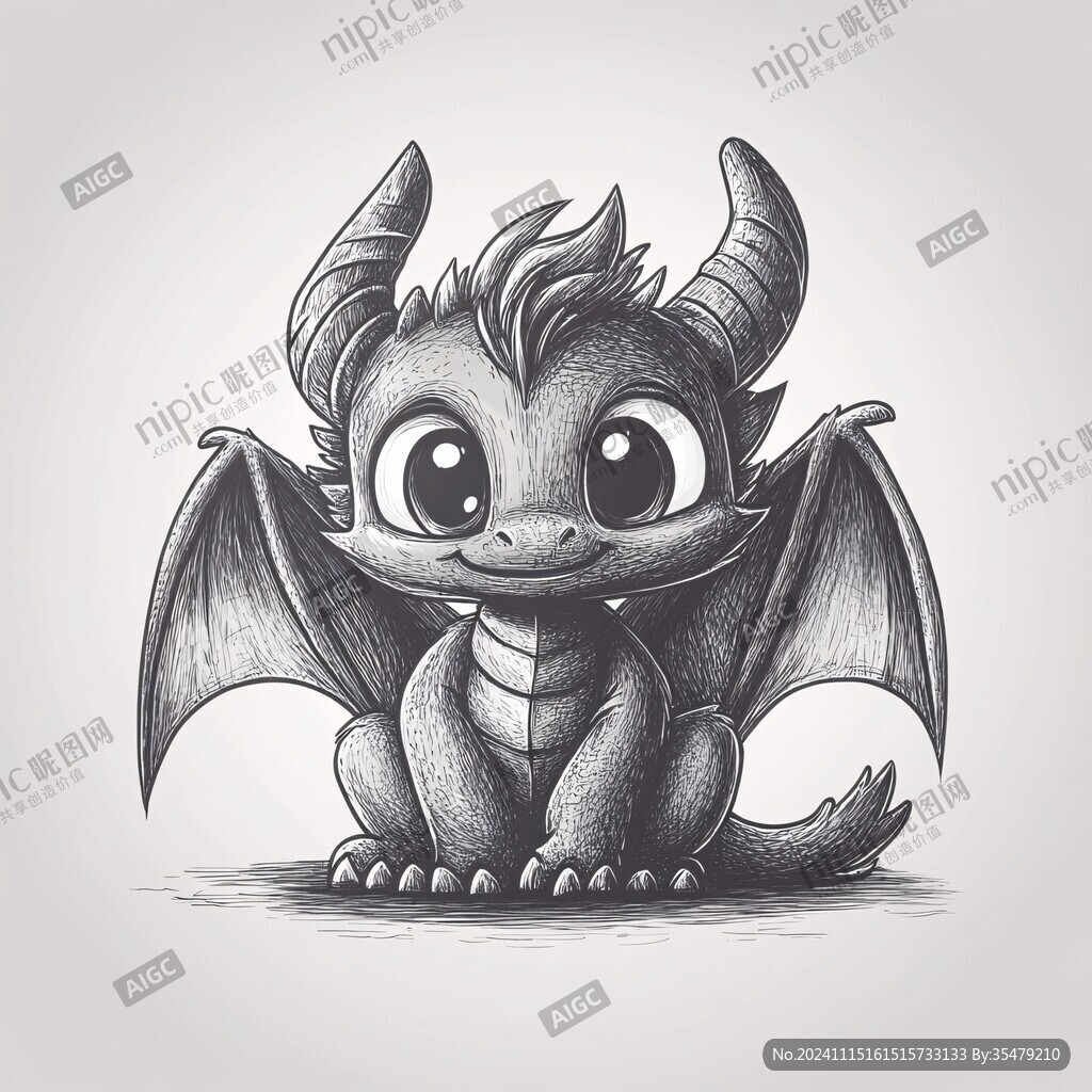 手绘小龙插画
