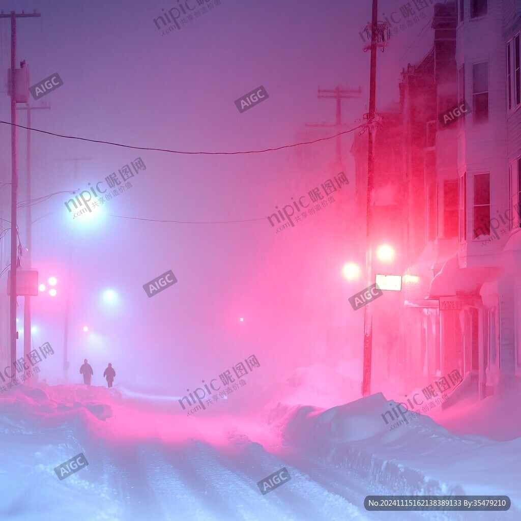 路灯下狂风暴雪