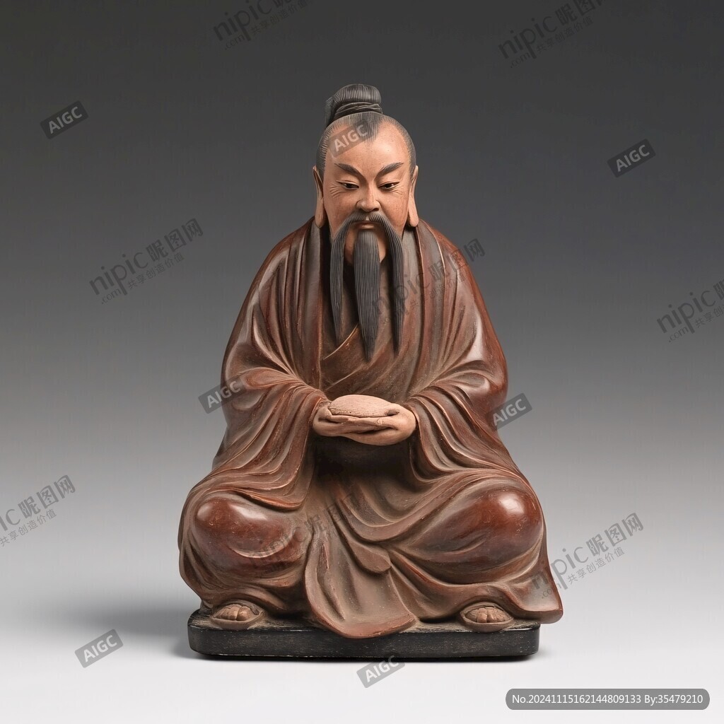 晋朝褒衣博带隐士彩泥