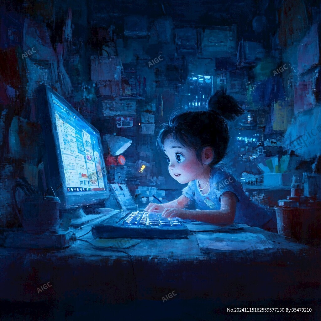 打游戏的小姑娘