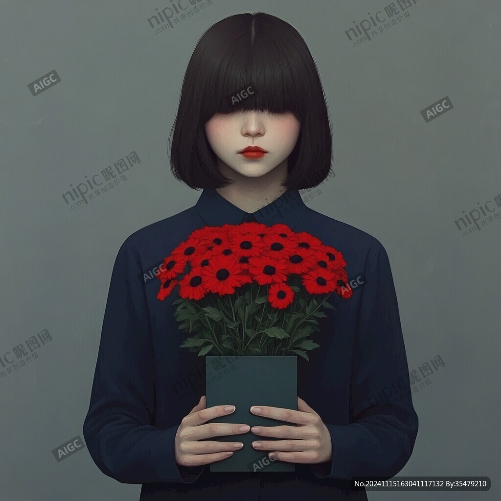 持花的少女