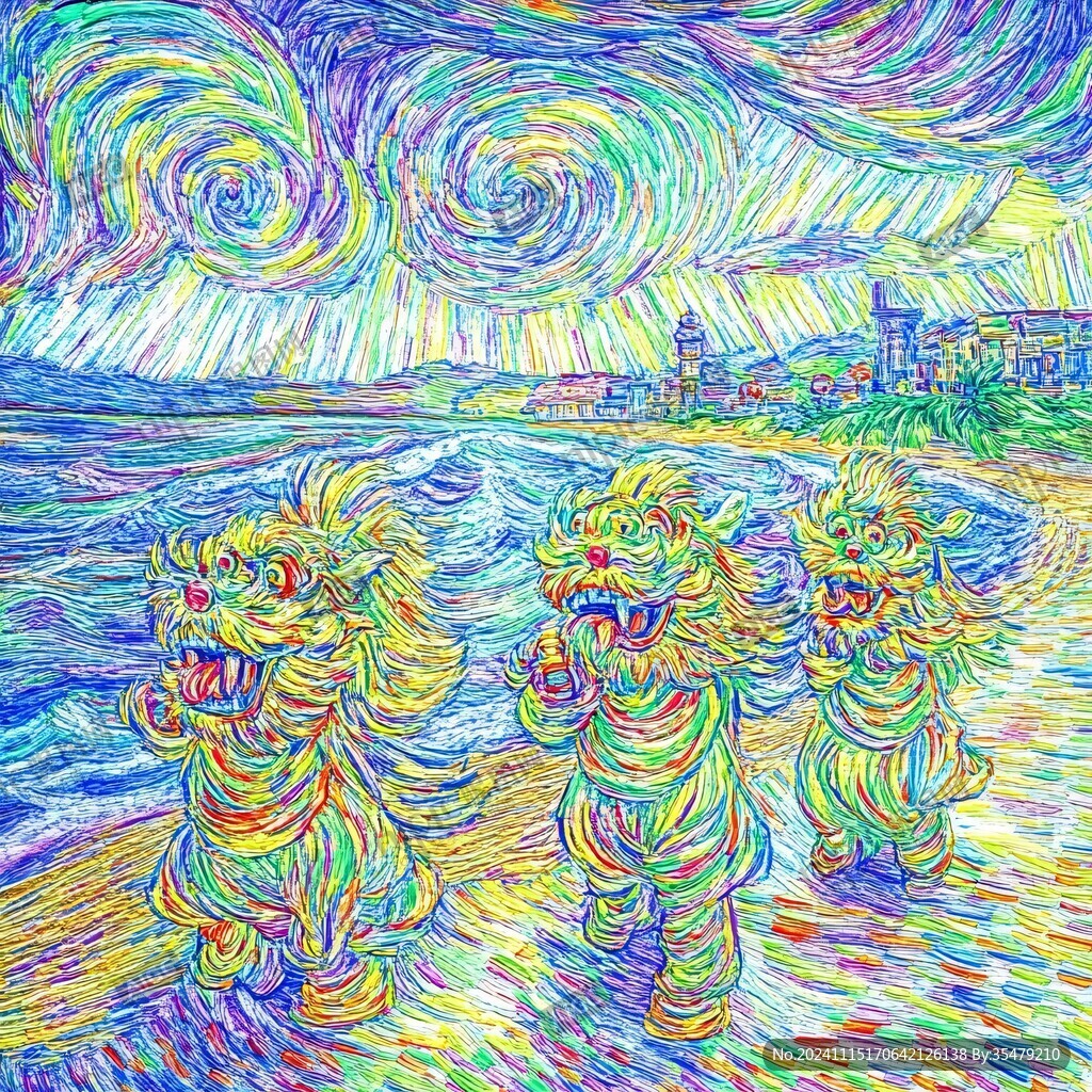 舞狮油画