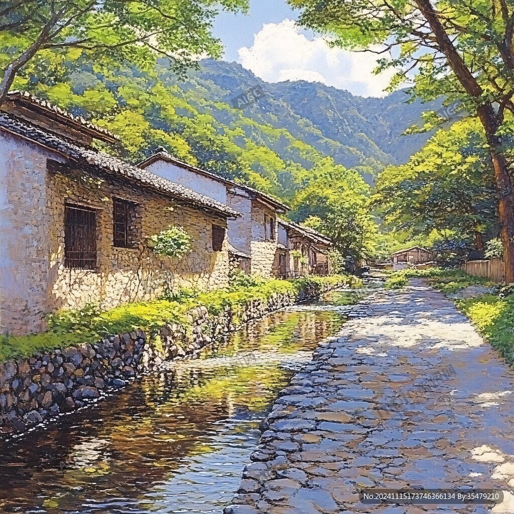 爨底下风情油画