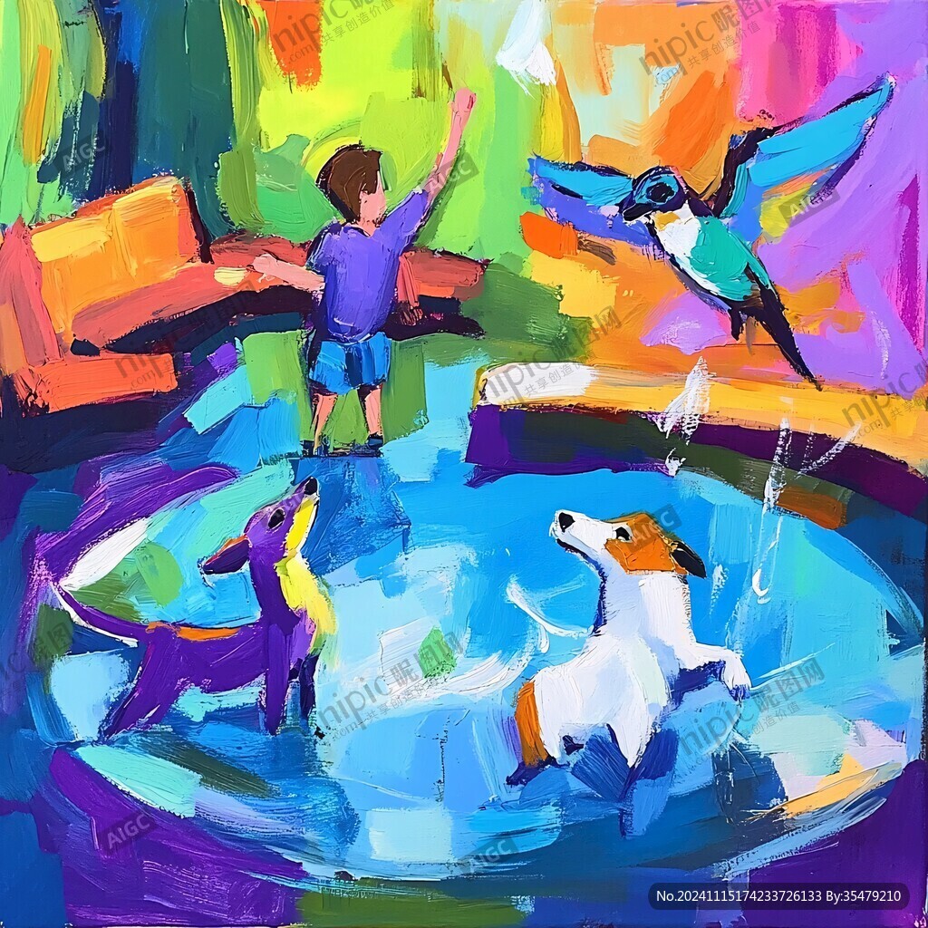 戏水画