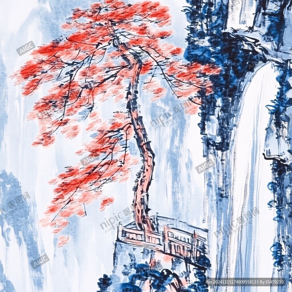 古典古风复古迎客松