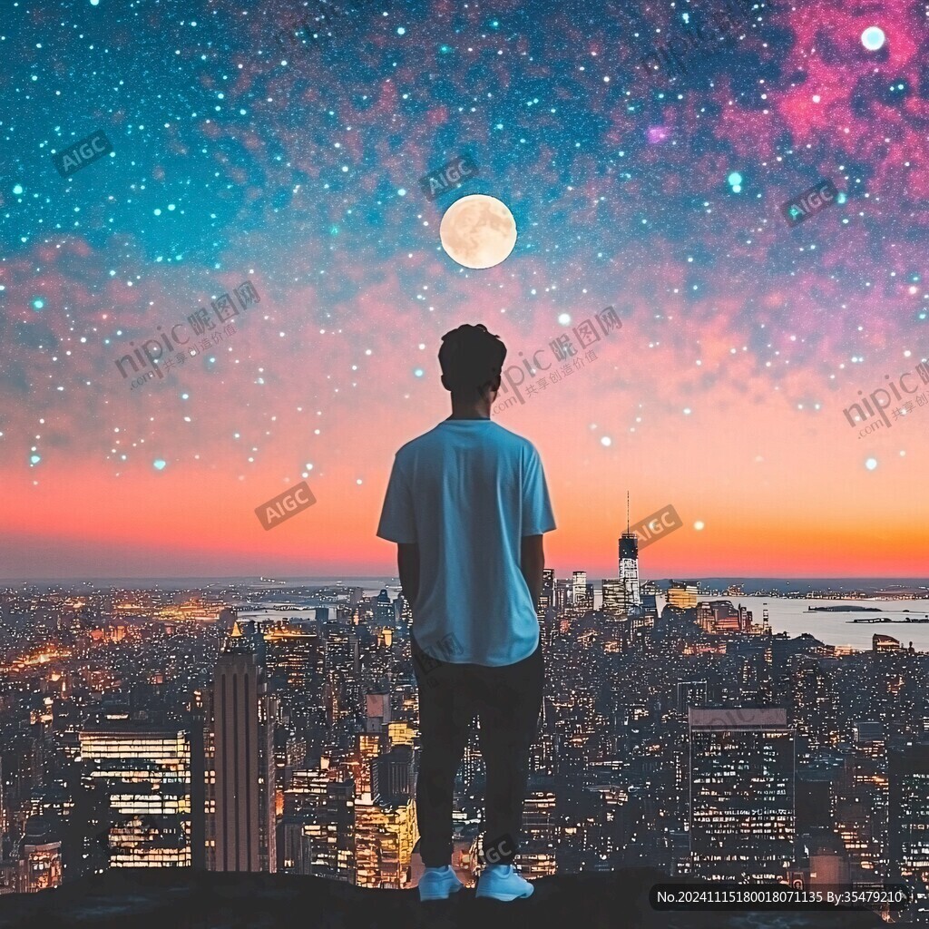 星辰大海男孩背影
