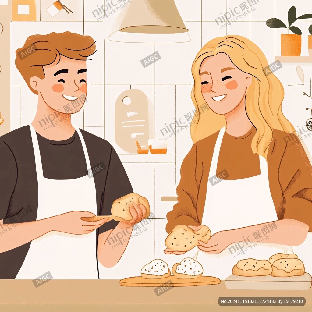 做糕点人物插画