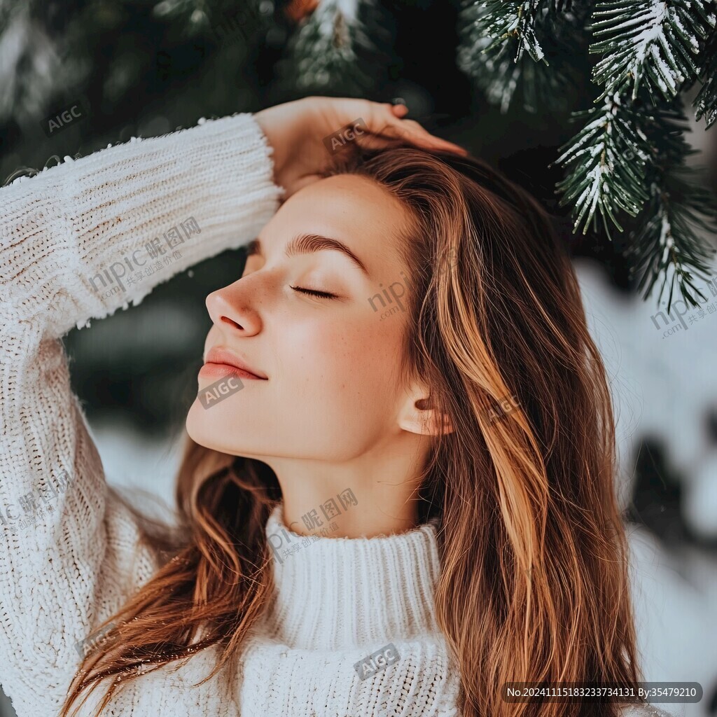看雪的美女