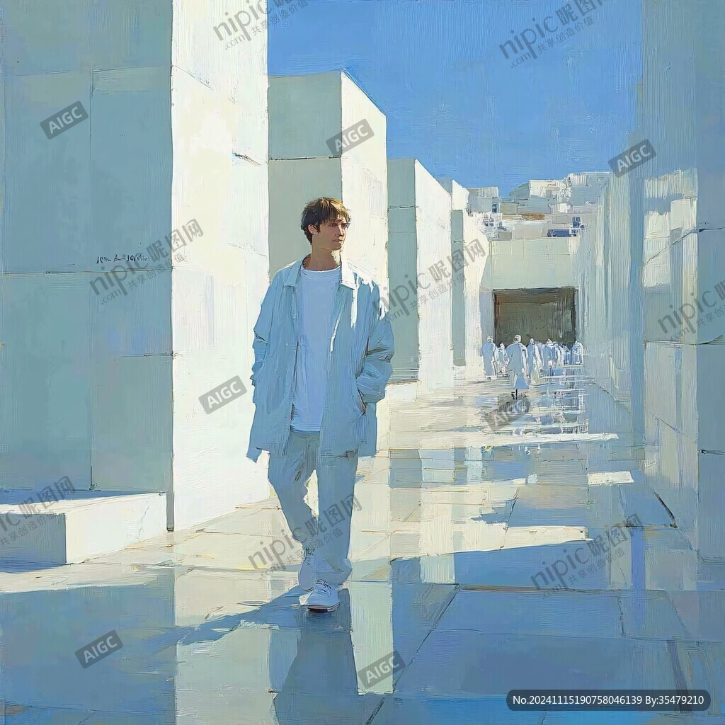 唯美男生插画