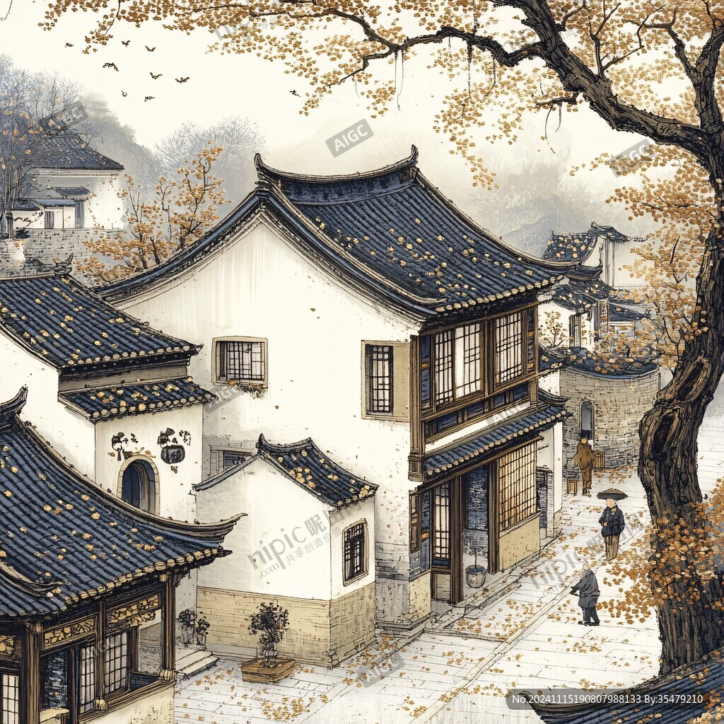 金陵小镇插画