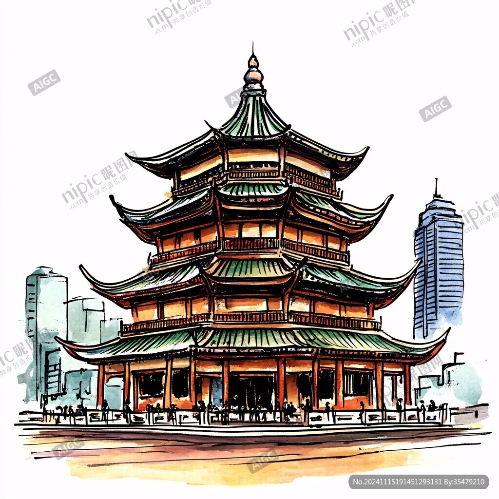 甲秀楼插画