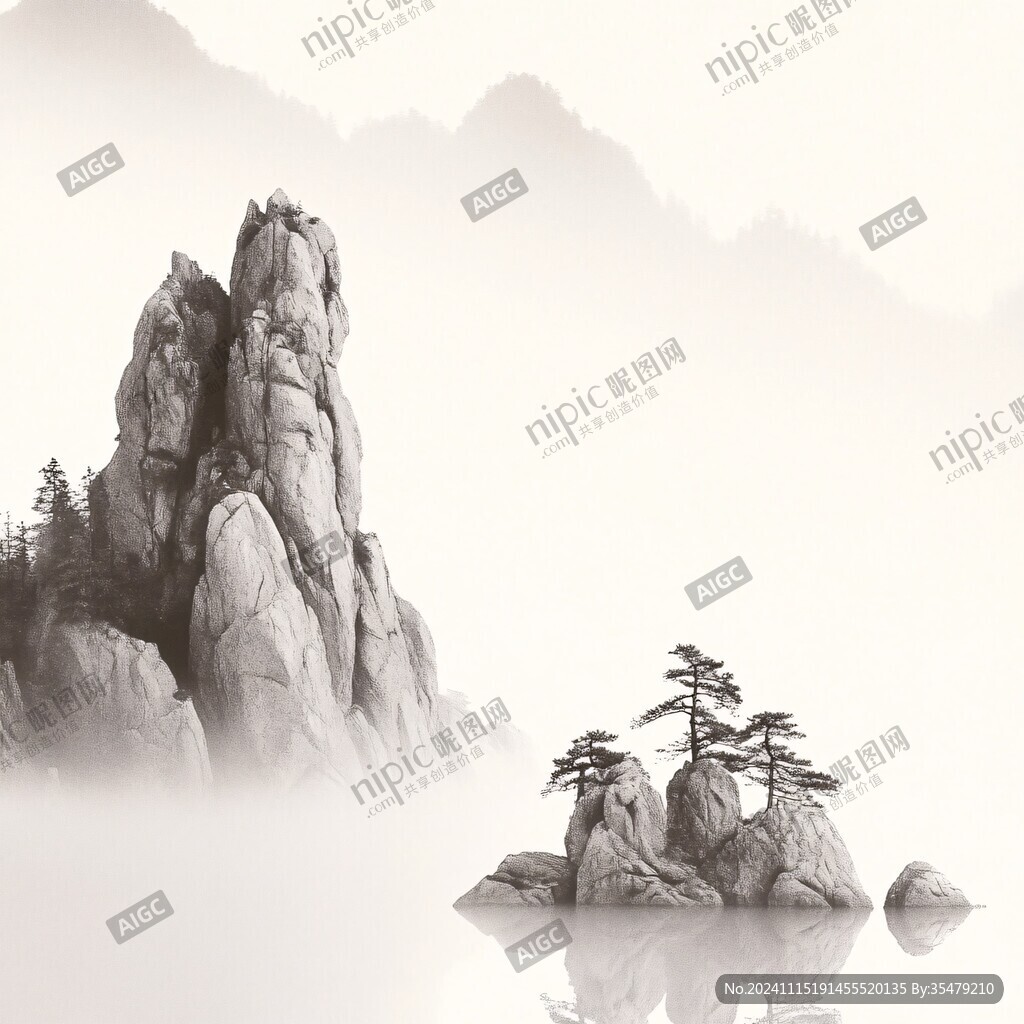 屏风墨韵禅意山峰