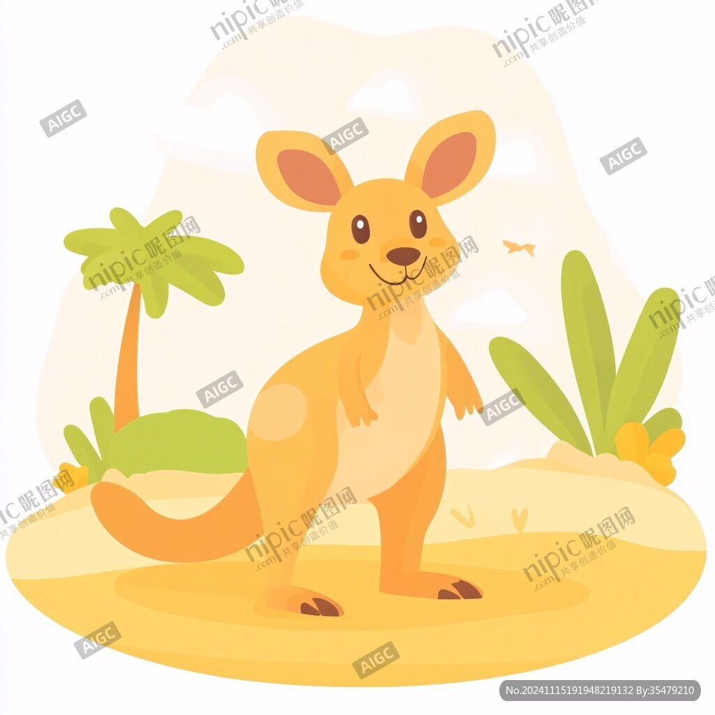 卡通小袋鼠儿童插画