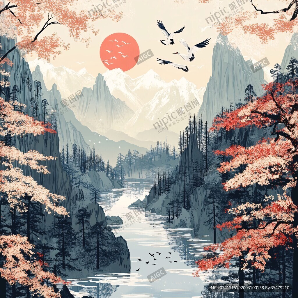 插画山水风景