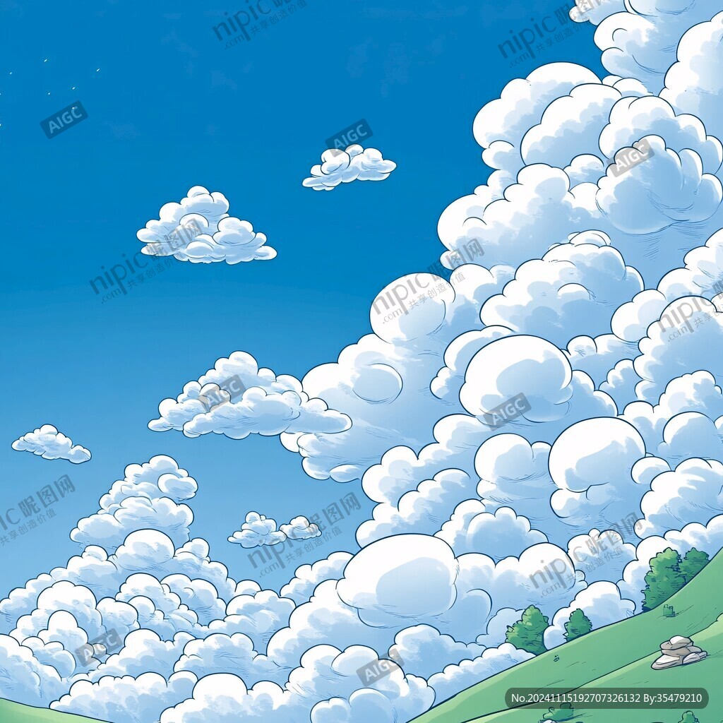 手绘漫画天空