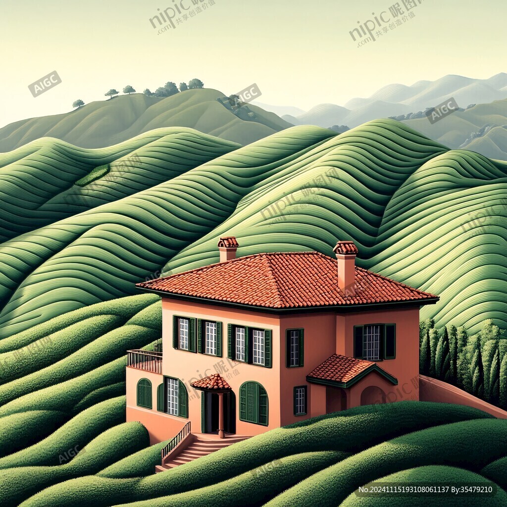 茶园插画