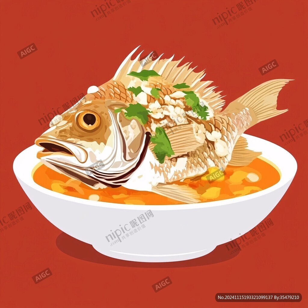 鱼头泡饼插画