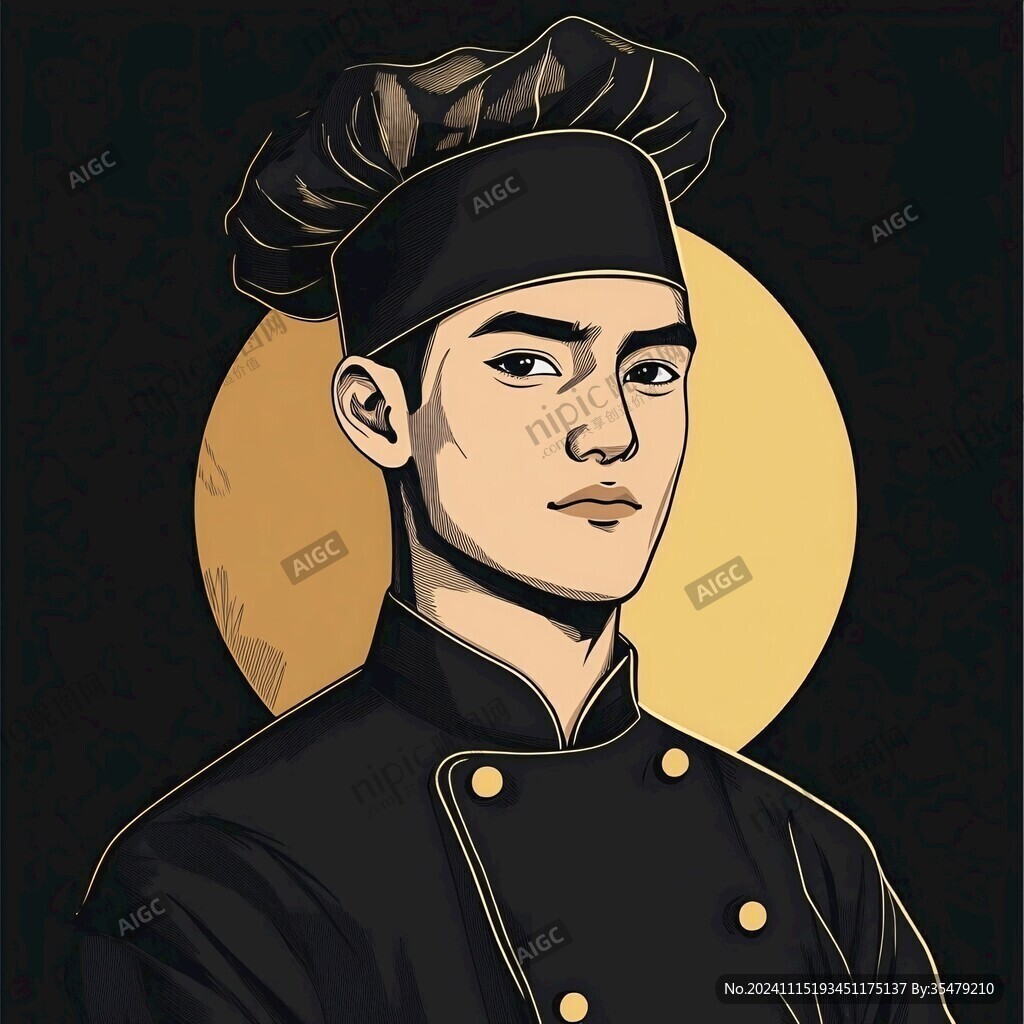 卡通中式男厨师头像