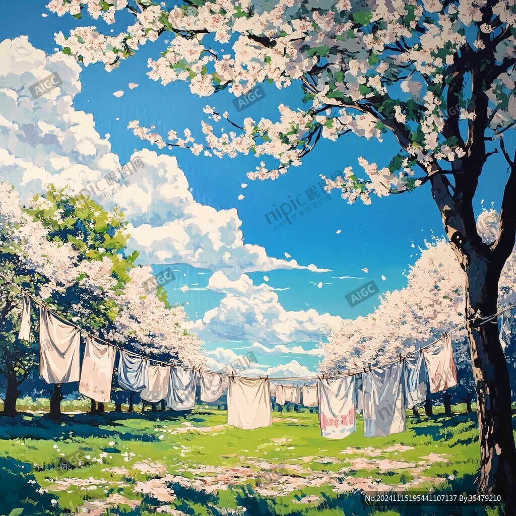 风景插画背景布