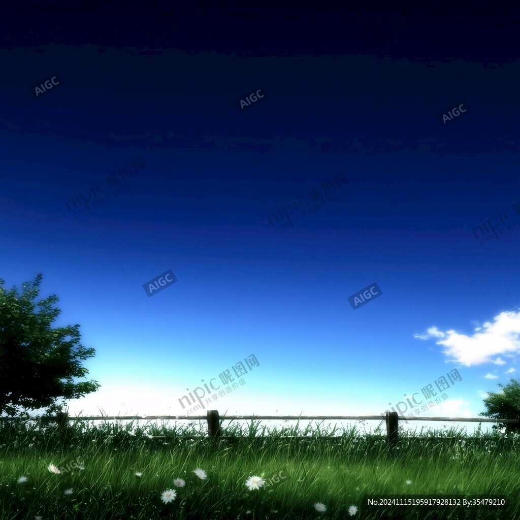 草地蓝天温馨