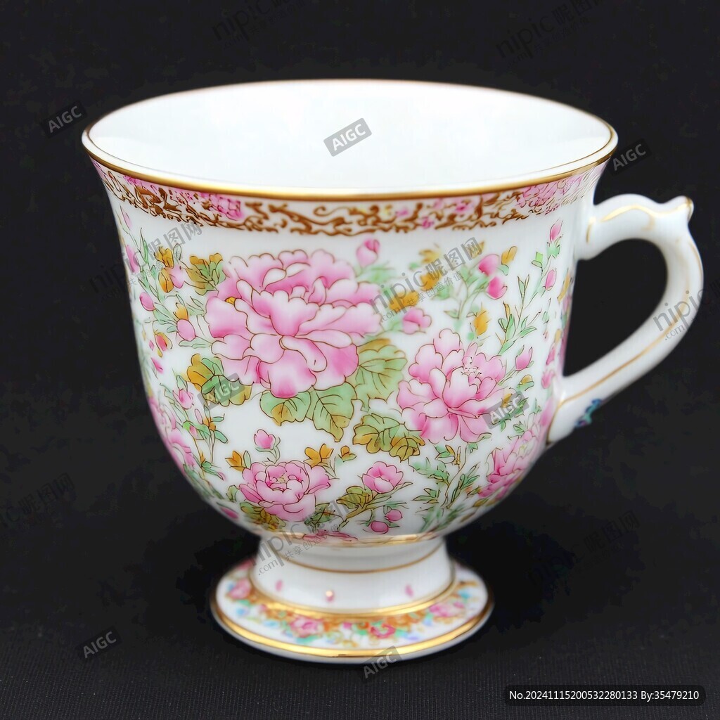 粉彩花卉杯