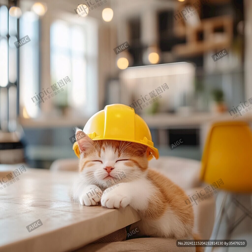 戴安全帽的猫
