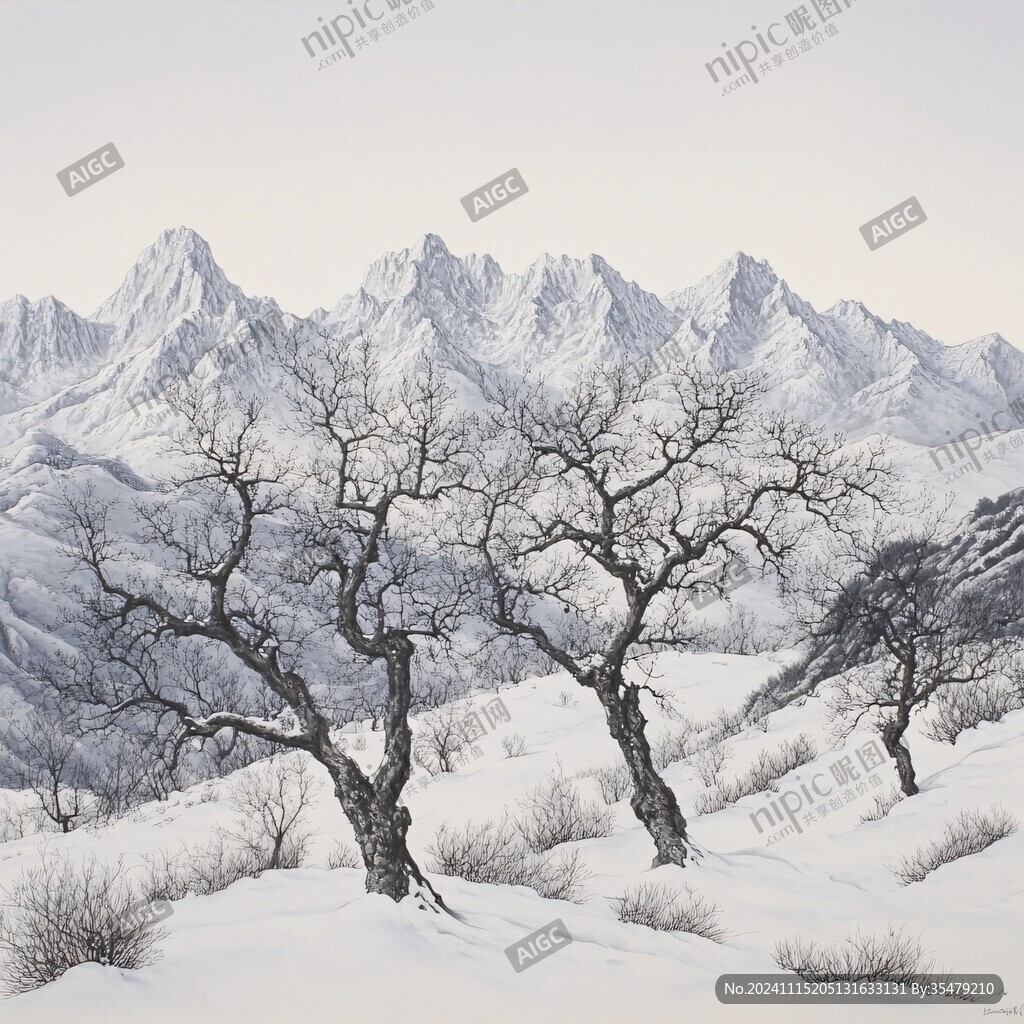 电脑绘画雪山