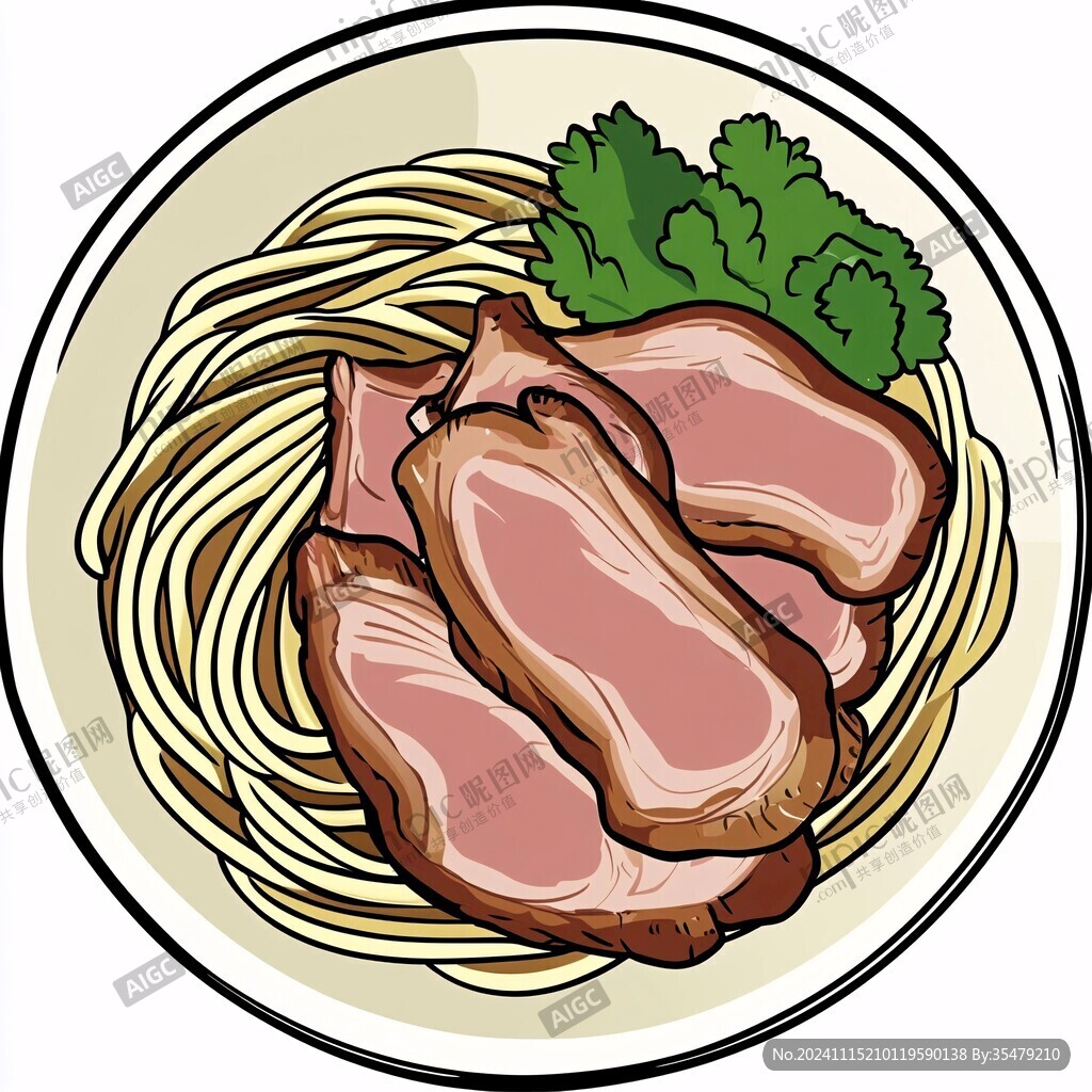 手绘大肉面插画