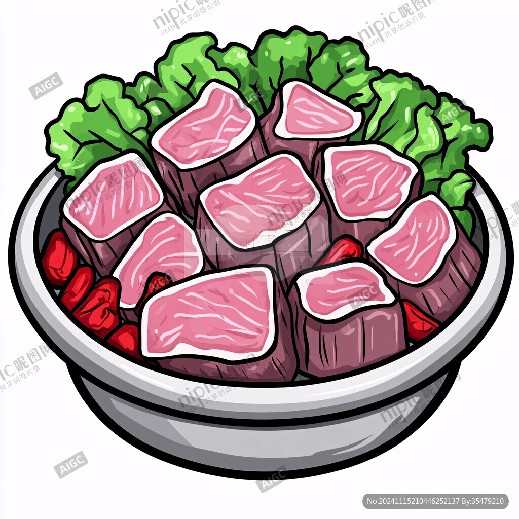 手绘一盘肉