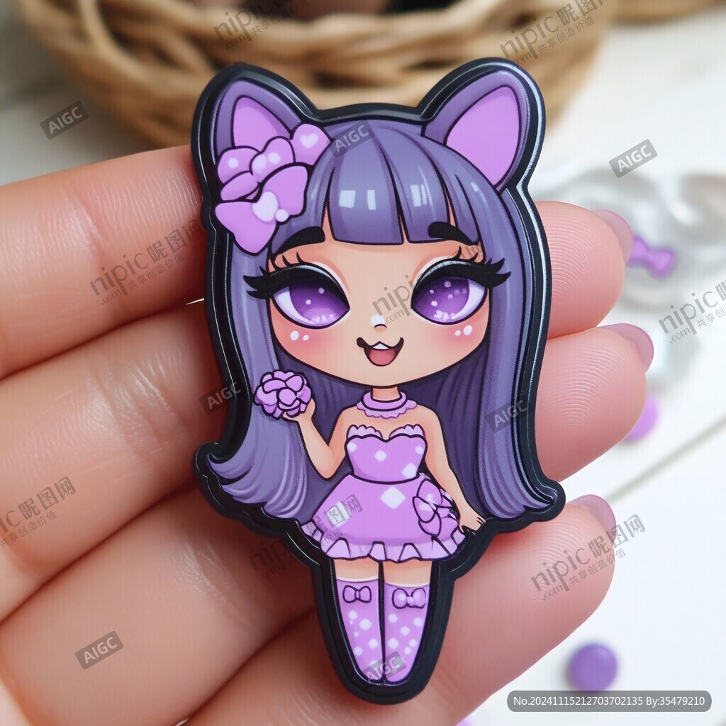 原创花花猫猫咕卡贴纸