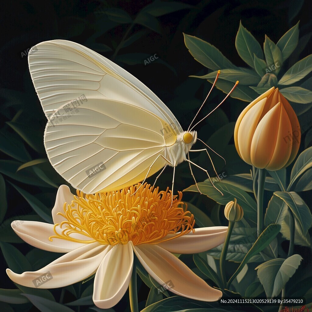 菊花蝴蝶插画