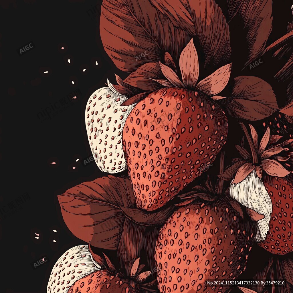 草莓包装插画