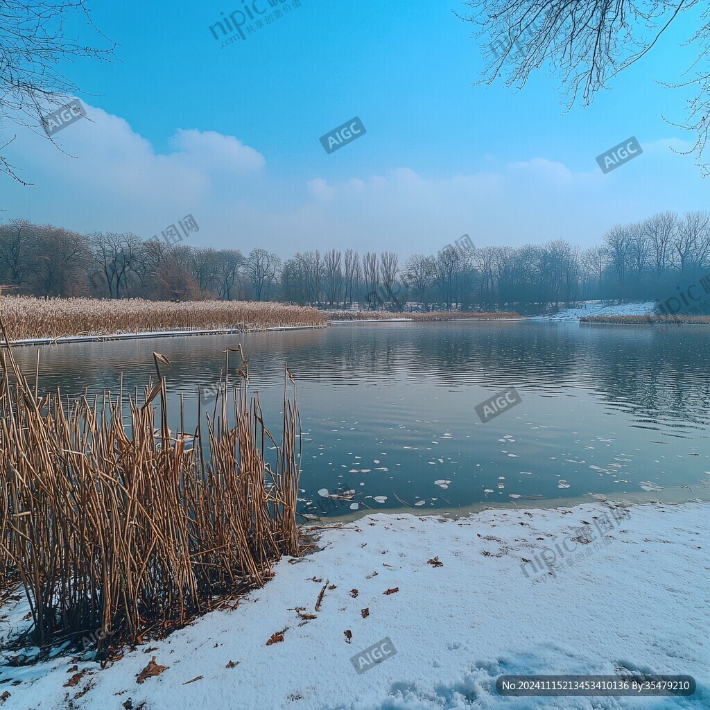 雪后湖边