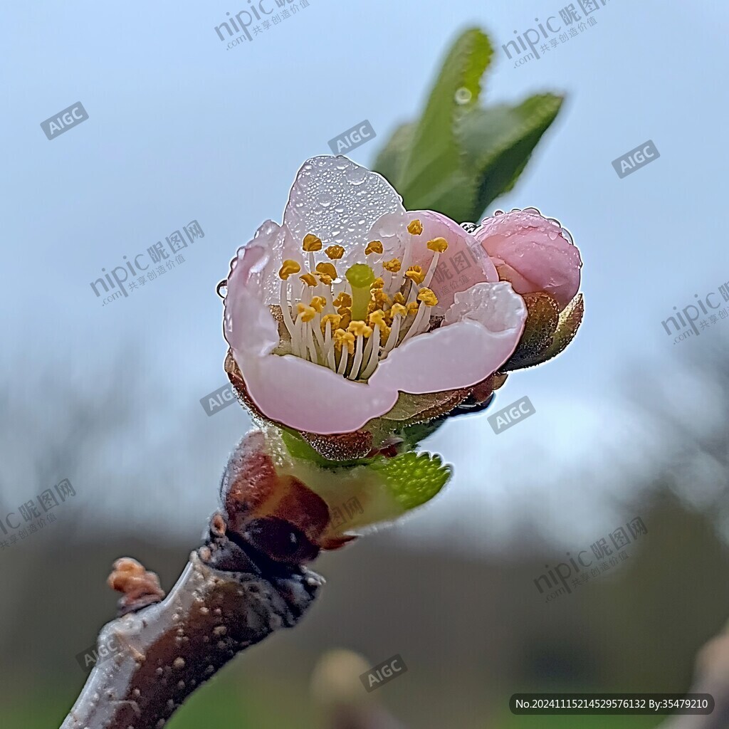 雨露滋润杏花美