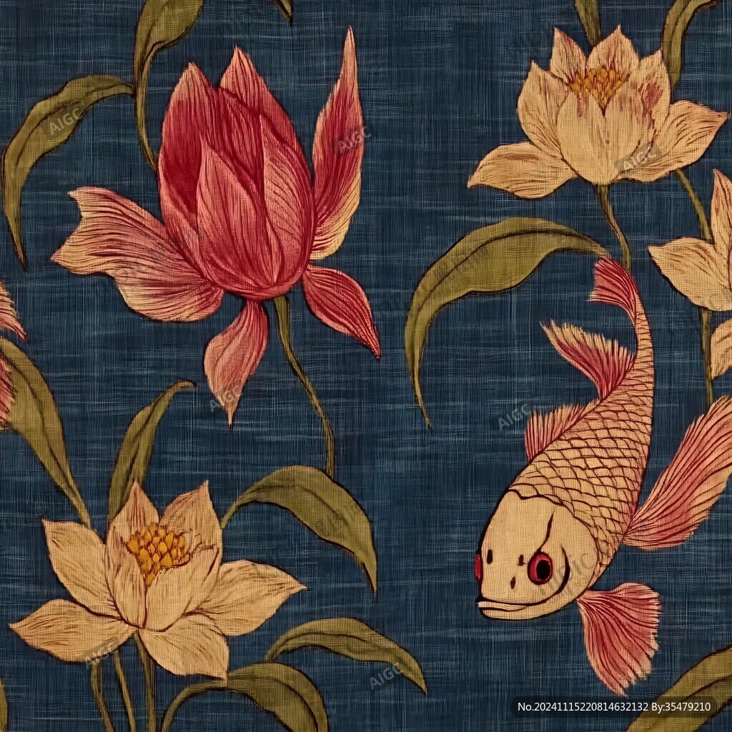 印花荷鱼纹