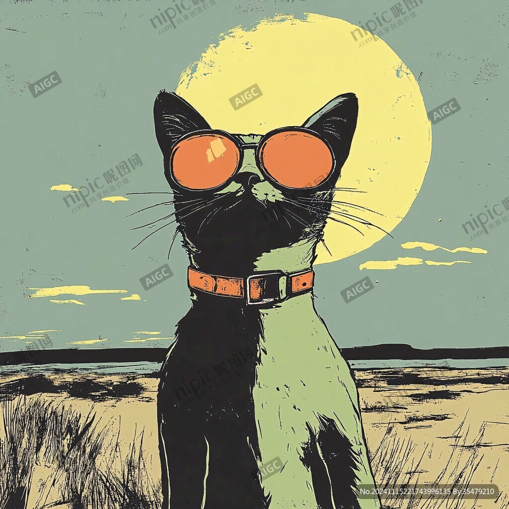 戴太阳镜和皮夹克的猫