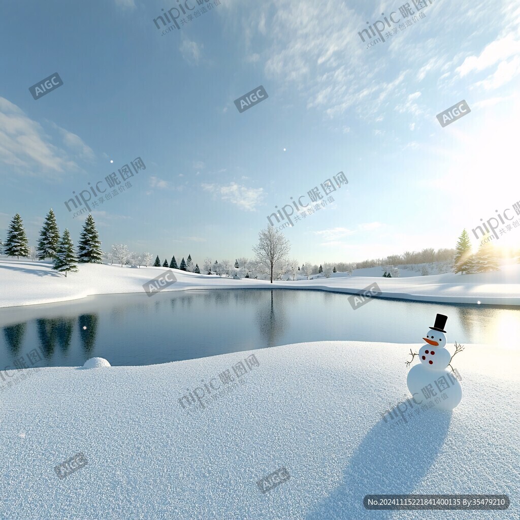 湖畔雪人