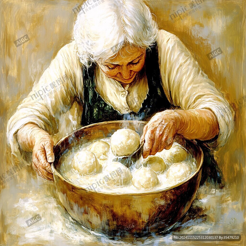 包饺子装饰画