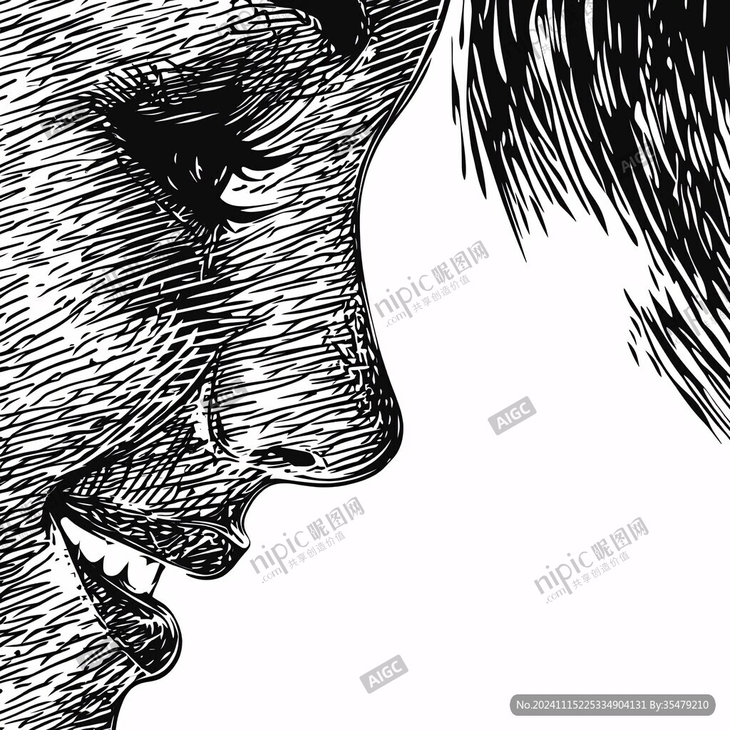 简约粗狂线条人物插画