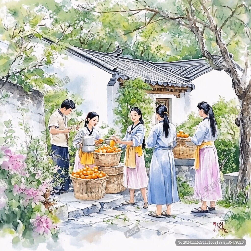 打枣插画