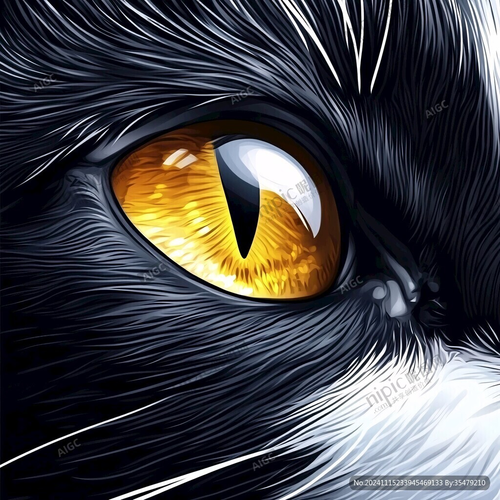 手绘大眼萌猫咪装饰画