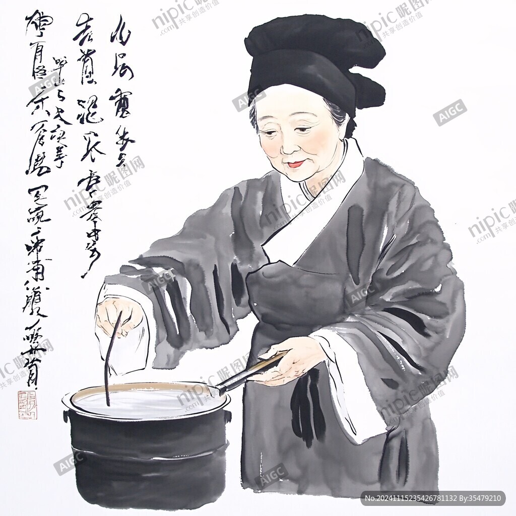 磨豆腐挂画