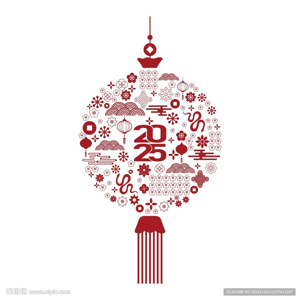 2025年蛇年红梅盛开祥云装饰
