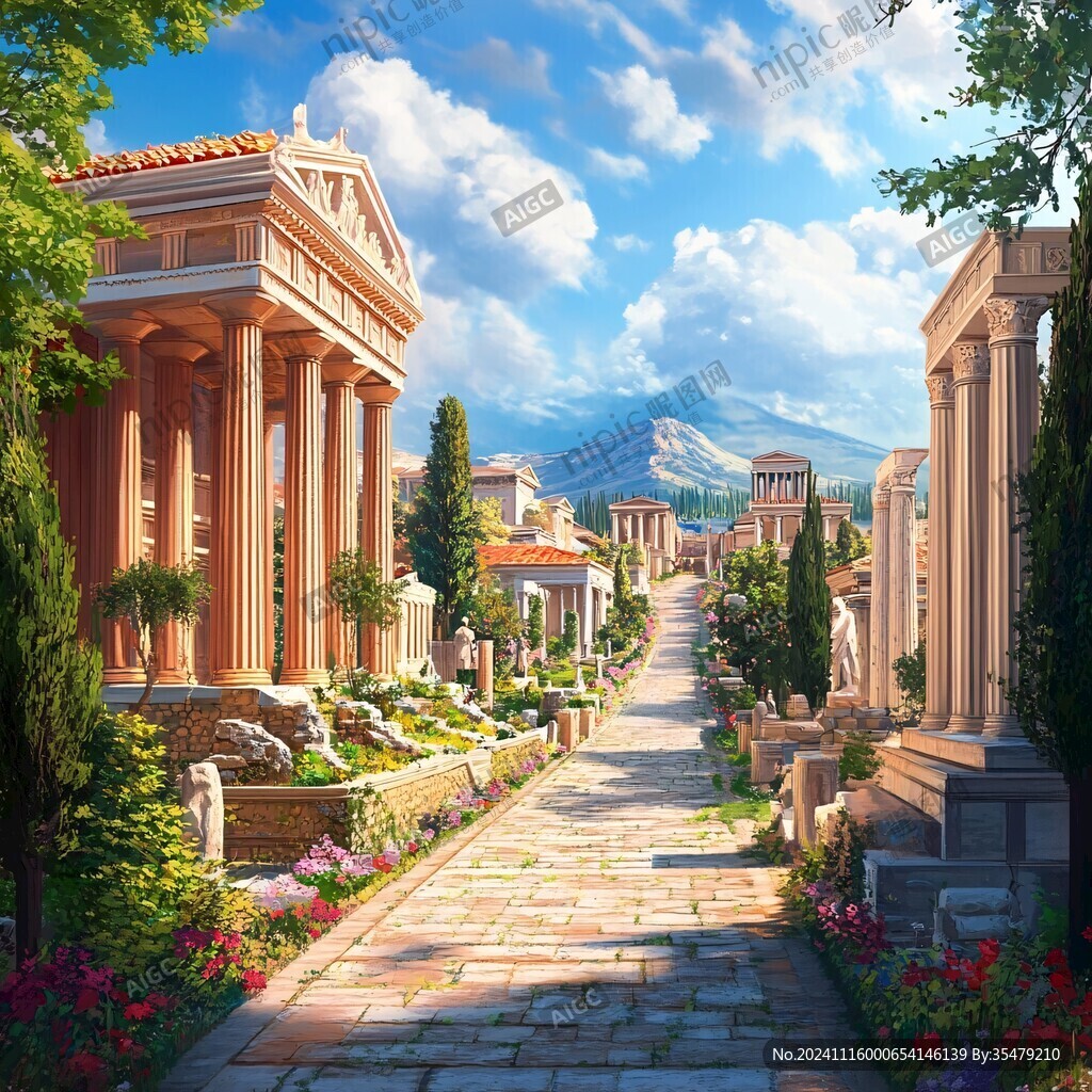 雅典插画宣传素材背景