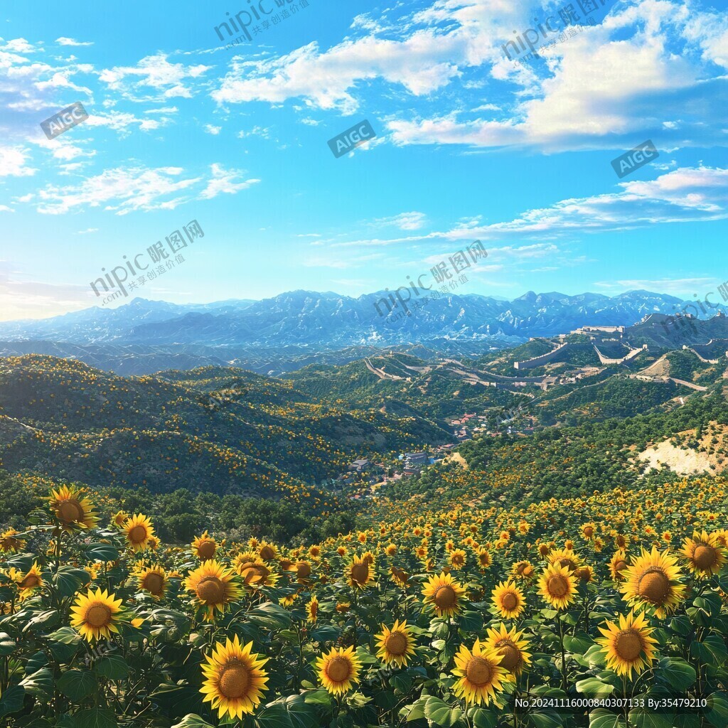 山下的向日葵